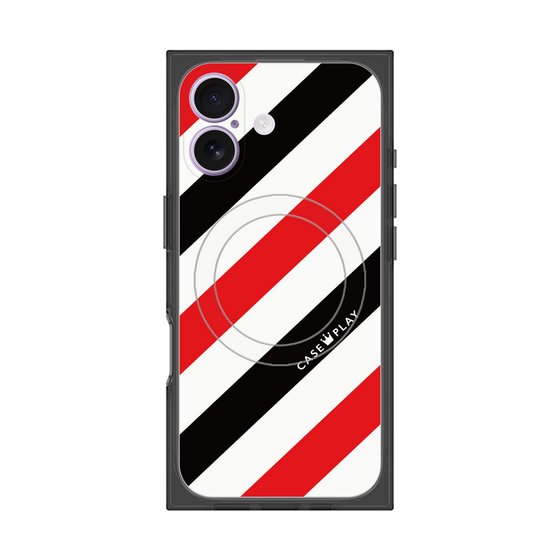 Premium Square Case with MagSafe［ Big Stripe - Red × Black ］