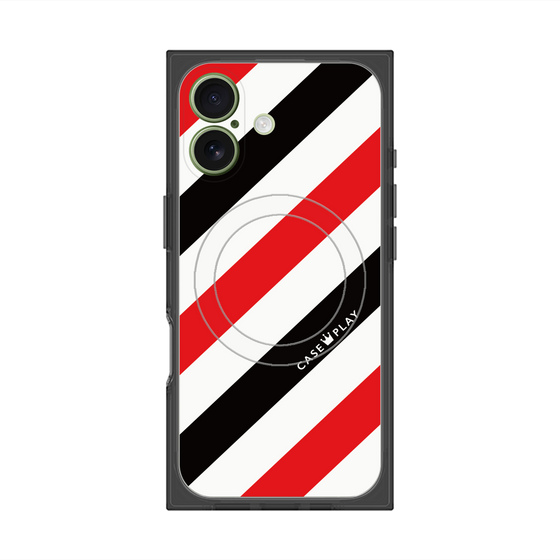 Premium Square Case with MagSafe［ Big Stripe - Red × Black ］
