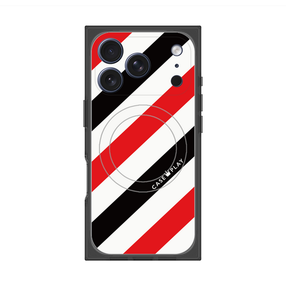 Premium Square Case with MagSafe［ Big Stripe - Red × Black ］