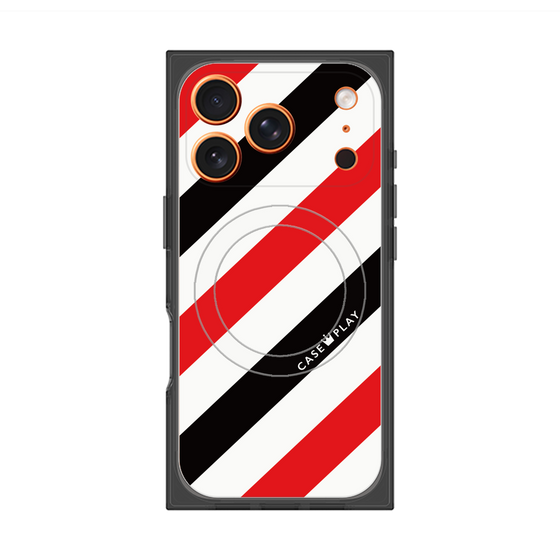 Premium Square Case with MagSafe［ Big Stripe - Red × Black ］
