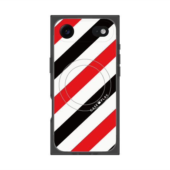 Premium Square Case with MagSafe［ Big Stripe - Red × Black ］