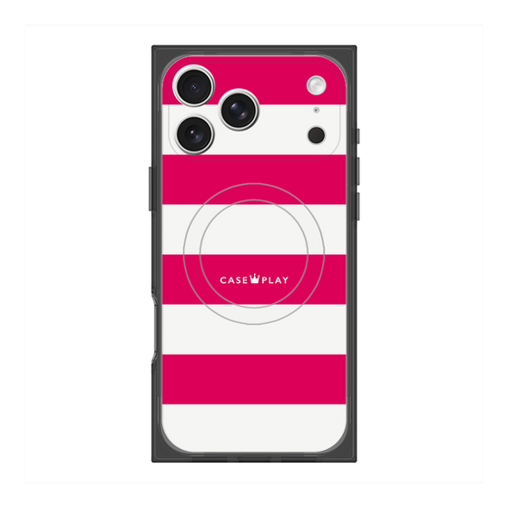 Premium Square Case with MagSafe［ Big Border - Pink ］