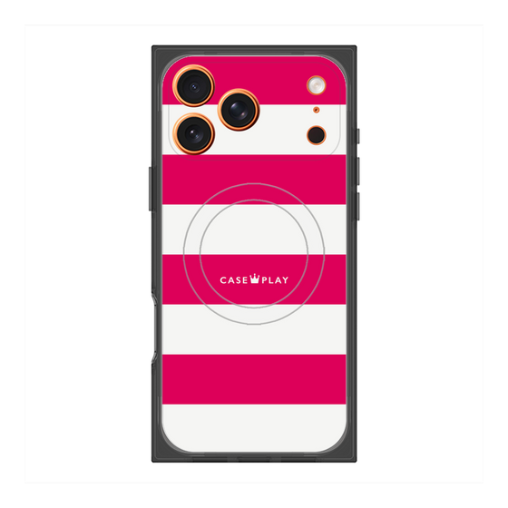 Premium Square Case with MagSafe［ Big Border - Pink ］