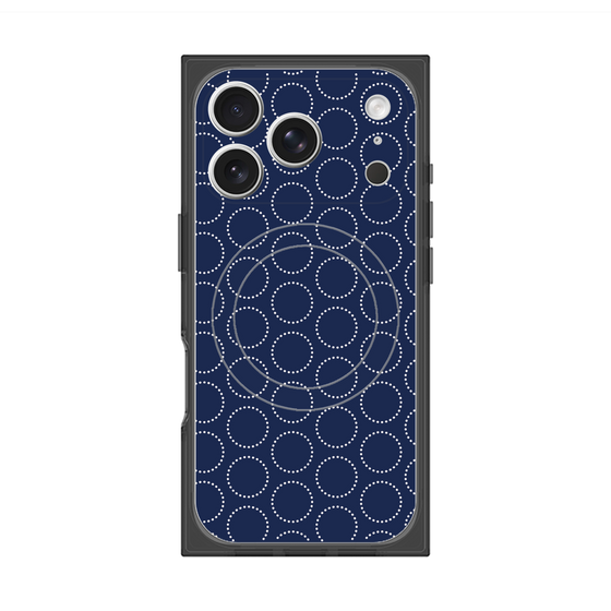 Premium Square Case with MagSafe［ Dot Circle - Navy ］