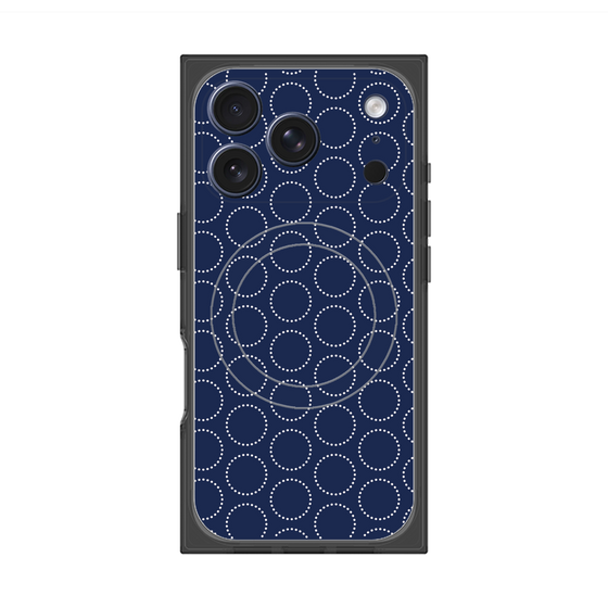 Premium Square Case with MagSafe［ Dot Circle - Navy ］