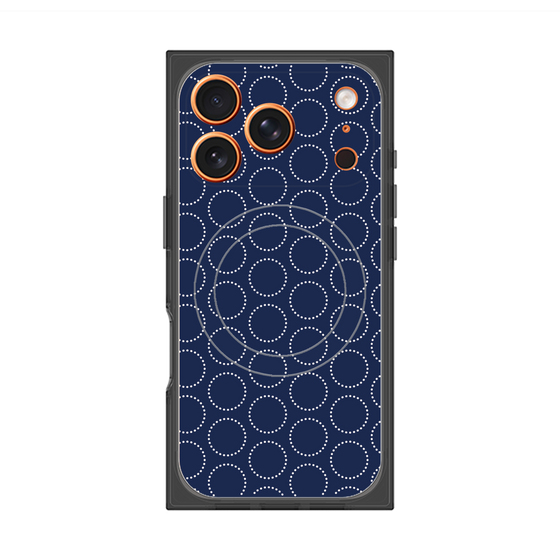 Premium Square Case with MagSafe［ Dot Circle - Navy ］