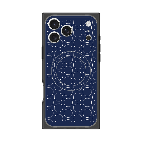 Premium Square Case with MagSafe［ Dot Circle - Navy ］