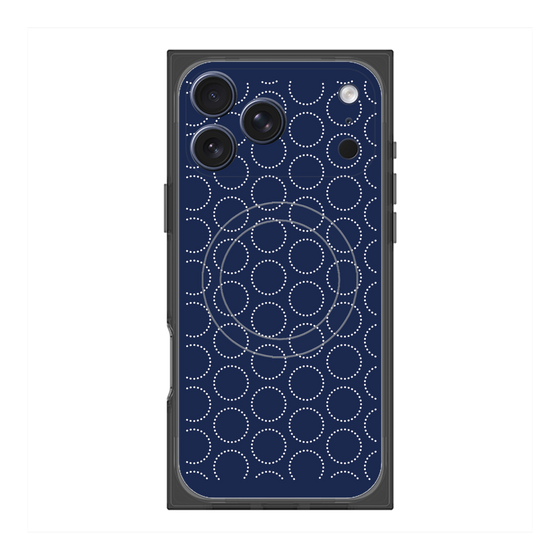 Premium Square Case with MagSafe［ Dot Circle - Navy ］