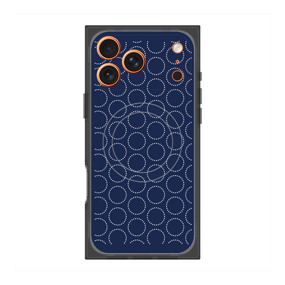 Premium Square Case with MagSafe［ Dot Circle - Navy ］