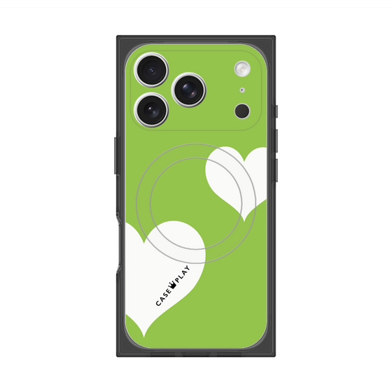 Premium Square Case with MagSafe［ Two Hearts - Green ］
