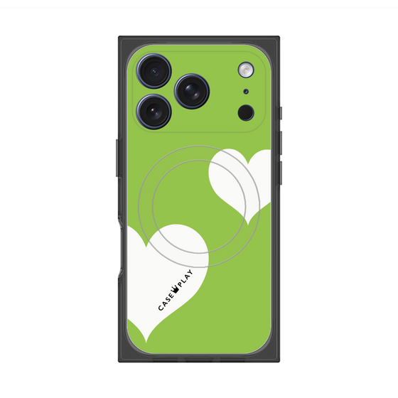 Premium Square Case with MagSafe［ Two Hearts - Green ］