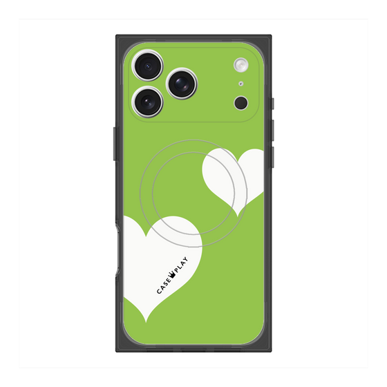 Premium Square Case with MagSafe［ Two Hearts - Green ］