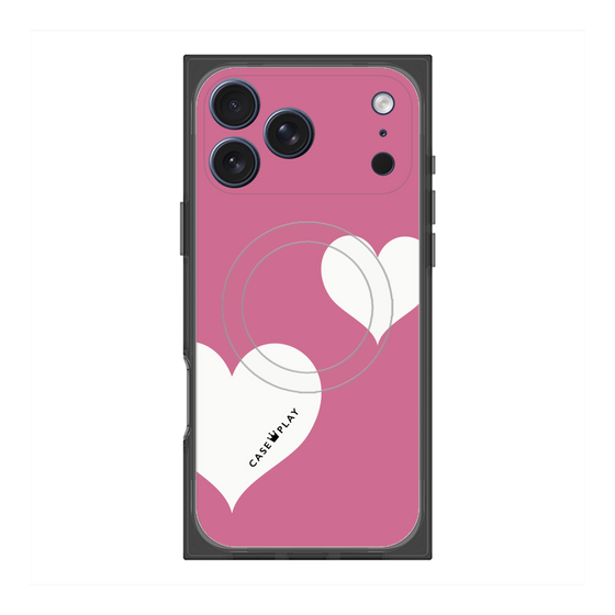 Premium Square Case with MagSafe［ Two Hearts - Pink ］