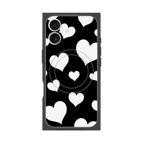 Premium Square Case with MagSafe［ Dot Hearts - Black ］