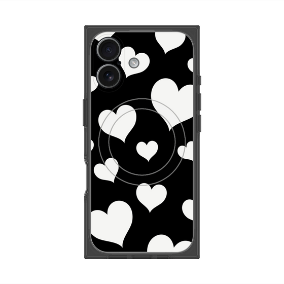 Premium Square Case with MagSafe［ Dot Hearts - Black ］