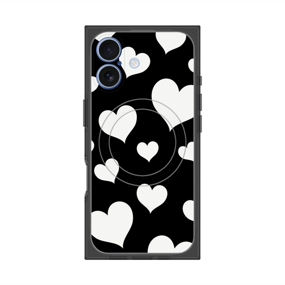 Premium Square Case with MagSafe［ Dot Hearts - Black ］