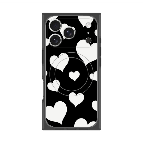 Premium Square Case with MagSafe［ Dot Hearts - Black ］