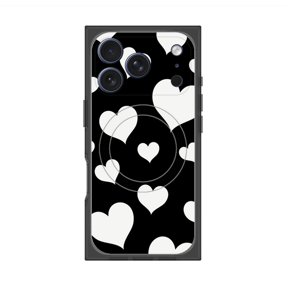 Premium Square Case with MagSafe［ Dot Hearts - Black ］