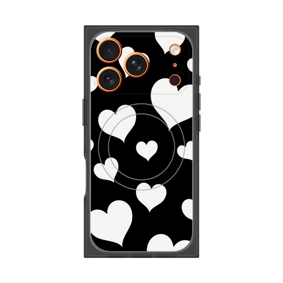 Premium Square Case with MagSafe［ Dot Hearts - Black ］