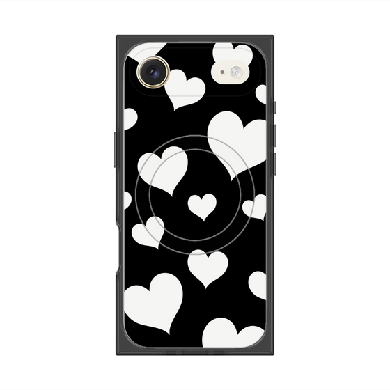 Premium Square Case with MagSafe［ Dot Hearts - Black ］