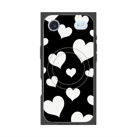 Premium Square Case with MagSafe［ Dot Hearts - Black ］