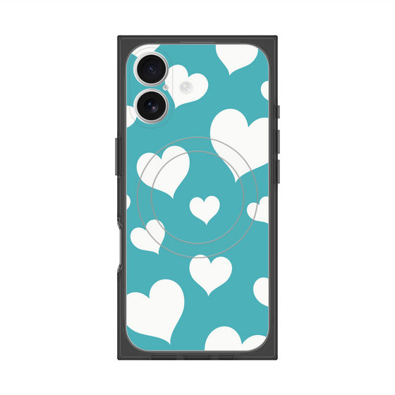 Premium Square Case with MagSafe［ Dot Hearts - Blue ］