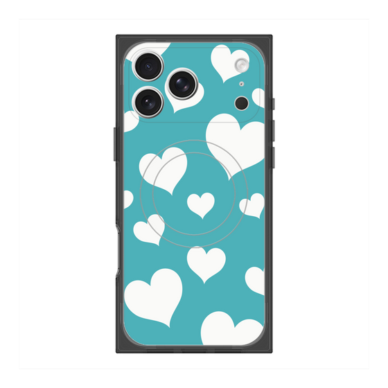 Premium Square Case with MagSafe［ Dot Hearts - Blue ］