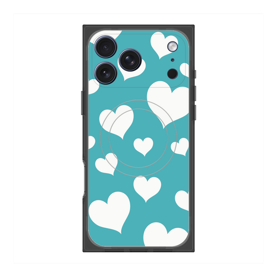 Premium Square Case with MagSafe［ Dot Hearts - Blue ］
