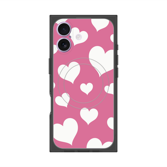 Premium Square Case with MagSafe［ Dot Hearts - Pink ］