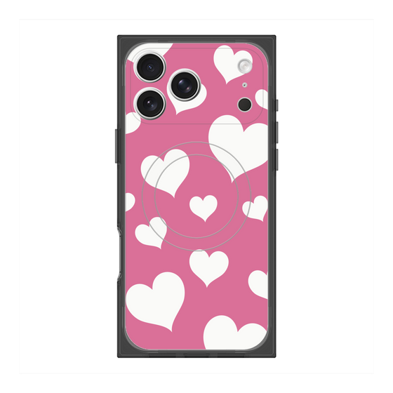 Premium Square Case with MagSafe［ Dot Hearts - Pink ］