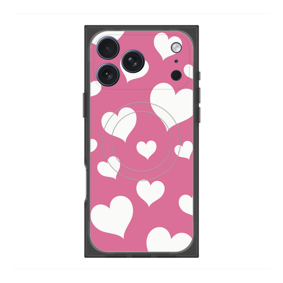 Premium Square Case with MagSafe［ Dot Hearts - Pink ］