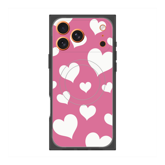 Premium Square Case with MagSafe［ Dot Hearts - Pink ］