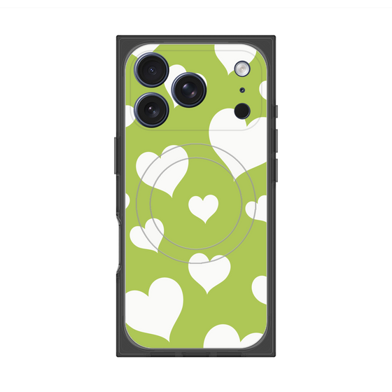 Premium Square Case with MagSafe［ Dot Hearts - Green ］