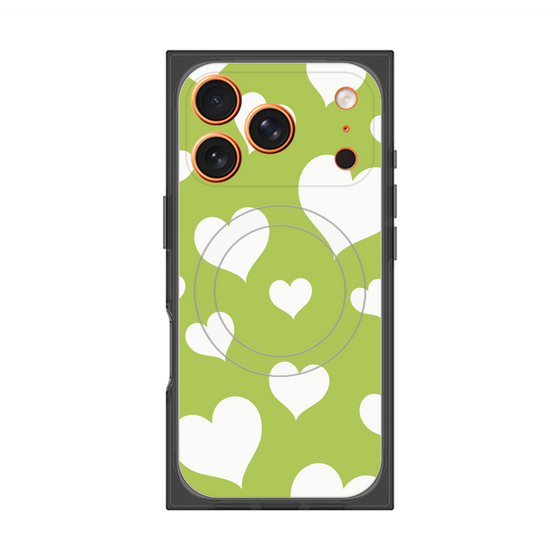 Premium Square Case with MagSafe［ Dot Hearts - Green ］
