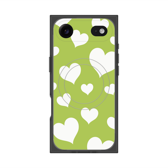Premium Square Case with MagSafe［ Dot Hearts - Green ］