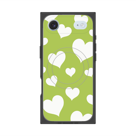 Premium Square Case with MagSafe［ Dot Hearts - Green ］