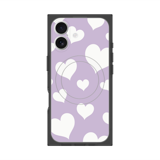 Premium Square Case with MagSafe［ Dot Hearts - Purple ］