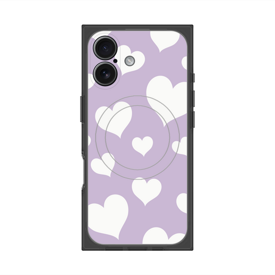 Premium Square Case with MagSafe［ Dot Hearts - Purple ］