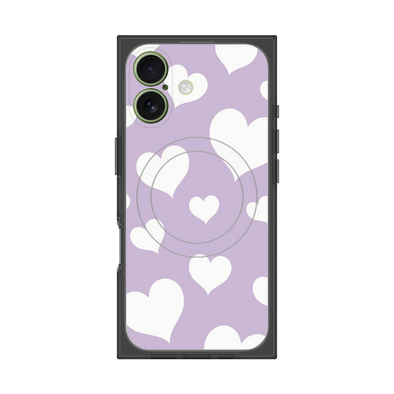 Premium Square Case with MagSafe［ Dot Hearts - Purple ］