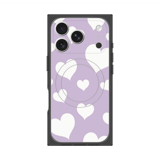 Premium Square Case with MagSafe［ Dot Hearts - Purple ］