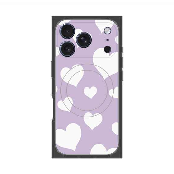 Premium Square Case with MagSafe［ Dot Hearts - Purple ］