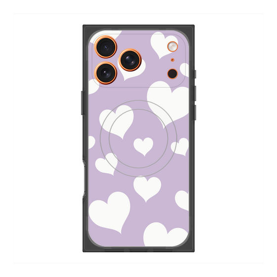 Premium Square Case with MagSafe［ Dot Hearts - Purple ］