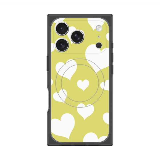Premium Square Case with MagSafe［ Dot Hearts - Yellow ］