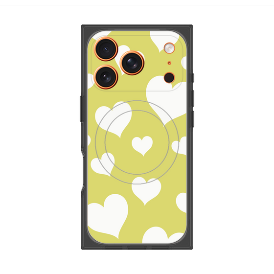 Premium Square Case with MagSafe［ Dot Hearts - Yellow ］