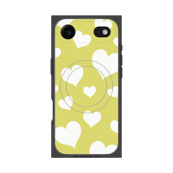 Premium Square Case with MagSafe［ Dot Hearts - Yellow ］