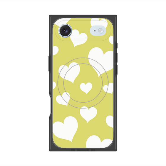 Premium Square Case with MagSafe［ Dot Hearts - Yellow ］