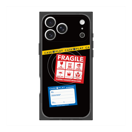 Premium Square Case with MagSafe［ FRAGILE Stickers - Black ］