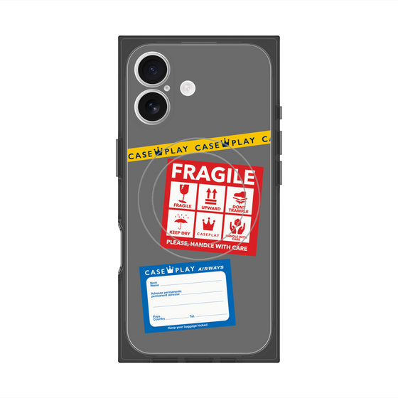 Premium Square Case with MagSafe［ FRAGILE Stickers - Gray ］