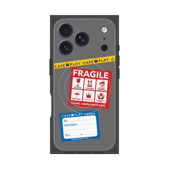 Premium Square Case with MagSafe［ FRAGILE Stickers - Gray ］