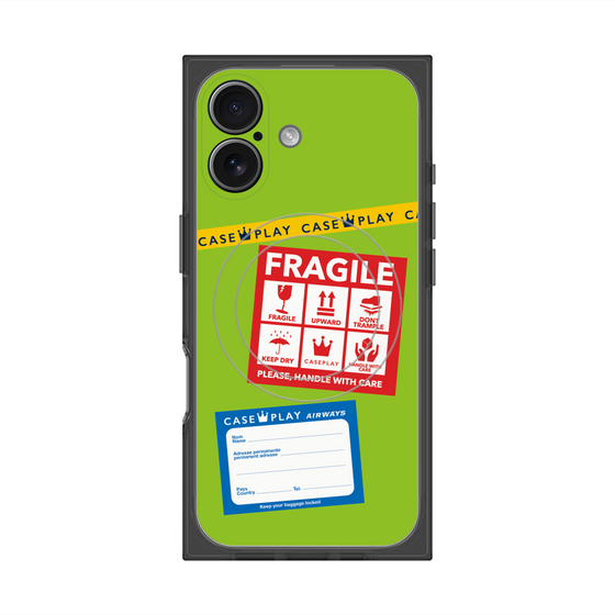 Premium Square Case with MagSafe［ FRAGILE Stickers - Green ］